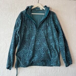 Vintage L.L. Bean XL Anorak Jacket Geometric Hooded Pullover Kangaroo Pocket